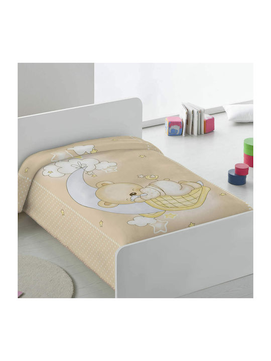 Piel SA Κουβέρτα Αγκαλιάς & Λίκνου 6375 Sleepy Bear Βελουτέ Μπεζ 80x110εκ.