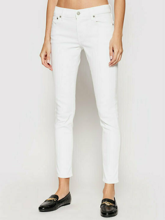 Ralph Lauren Tompkins Ψηλόμεσο Γυναικείο Jean Παντελόνι σε Skinny Εφαρμογή Λευκό