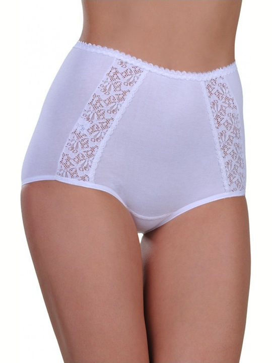 2632 High-waisted Women's Slip with Lace White