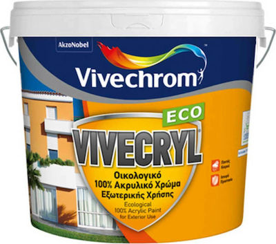 Vivechrom Vivecryl Eco Βάση D Plastic Acrilyc Ecological Paint for Exterior Use White 3lt