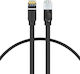 Baseus Flat U/UTP Cat.6 (Gigabit) Καλώδιο Δικτύου Ethernet 1m Μαύρο