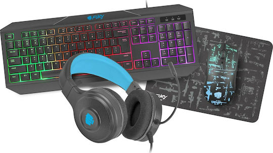 Natec Fury Player Kit 4in1 Thunderstreak 3.0 Σετ Gaming Πληκτρολόγιο με RGB φωτισμό & Ποντίκι (Αγγλικό US)