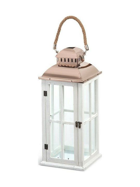 Παρίσης Lantern Wooden Floor White 22x22x50εκ. 1pcs