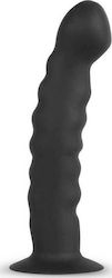 Easytoys Strap-On Harness Silicone Ribbed Dildo Harnașament cu Dildo 14.5cm în Culoare Negru