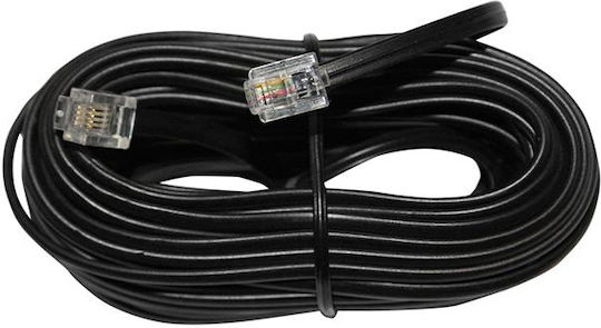 Adeleq Flat Telephone Cable RJ11 6P4C 10m Black (17-020101)