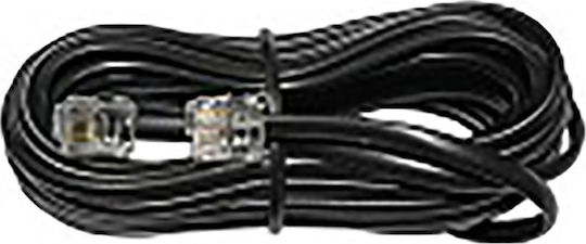Adeleq Flat Τηλεφωνικό Καλώδιο RJ11 6P4C 5m Μαύρο (17-02051)