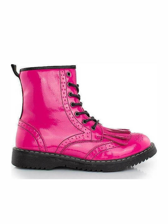 Cizme Copii din Lac cu Șireturi Fuchsia
