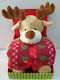 Natural Home Blanket Nursery Swaddling Blankets Christmas Set with Plush Doll Fleece Red with Animal 75x100cm