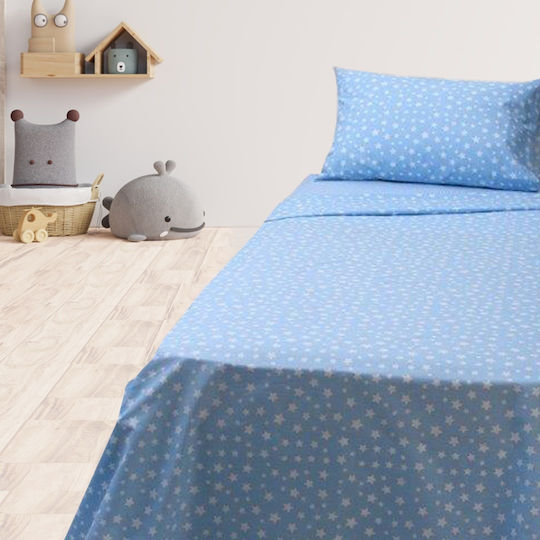 Palatex Комплект чаршафи Единично Памучни Star Синьо 160x265см