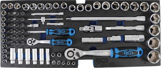 BGS Technic Ratschen- & Steckschlüssel-Sets 1\2" & 1\4" 77Stück