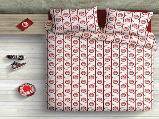 Bettwäsche-Set Einzel Baumwolle Olympiakos Rot 160x240cm 3Stück