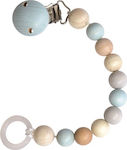 Egmont Chain Pacifier with Beads made of Wood Light Blue 36911