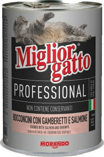 Morando Miglior Gatto Professional Υγρή Τροφή για Ενήλικες Γάτες σε Κονσέρβα με Γαρίδες και Σολομό 405gr