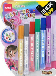 Deli Κόλλα Glitter Πολύχρωμη 12ml 6τμχ