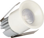 VK Lighting VK/04146/W/W Στρογγυλό Μεταλλικό Χωνευτό Σποτ με Ενσωματωμένο LED και Θερμό Λευκό Φως 3W 220V σε Λευκό χρώμα 5x5cm