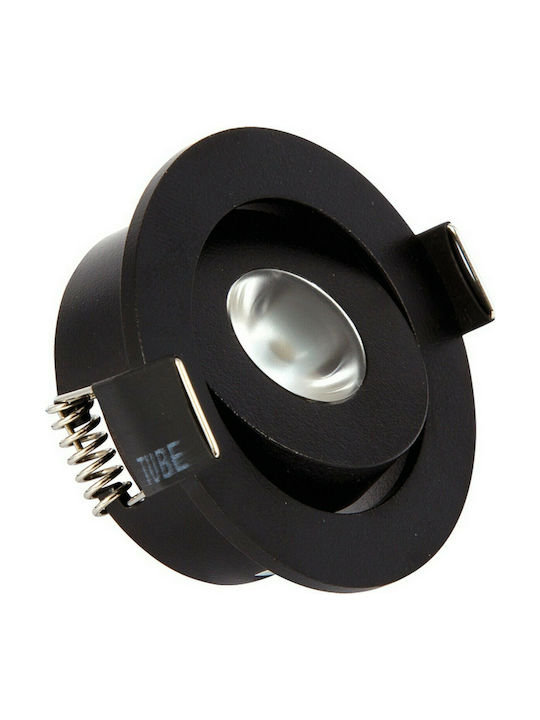 VK Lighting Round Metallic Recessed Spot with Integrated LED and Warm White Light 3W Adjustable Black 5.2x5.2cm. 1pcs