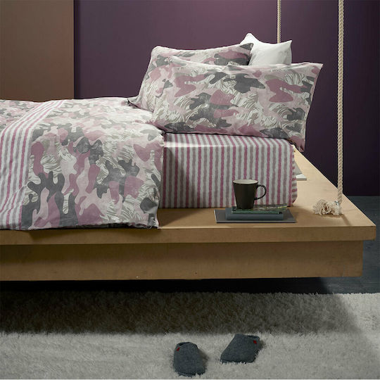 Bassetti Bettwäsche-Set Überdoppel mit Gummiband 175x200cm. Camu Bordeaux 4Stück