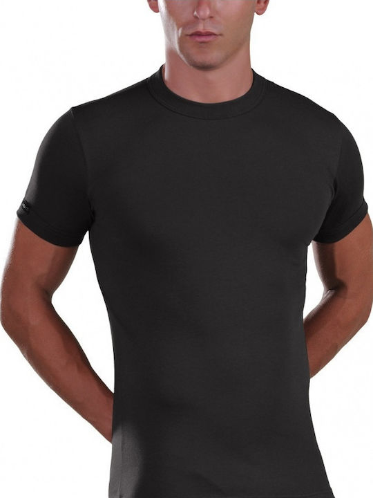 Men's Undershirt Short-sleeved in Black Color