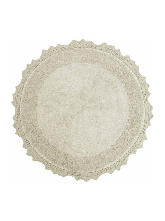 Anna Riska Bath Mat Cotton Round Lace Ivory Φ60cm