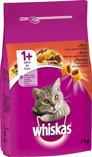 Whiskas 1+ Beef Dry Food for Adult Cats with Sensitive Urinary with Calf 1.4kg
