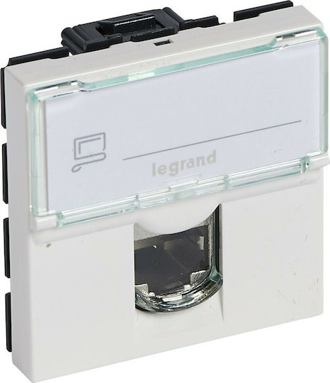 Legrand Mosaic Μονή Πρίζα Δικτύου RJ45 με Πλαίσιο Τύπου Cat6 σε Λευκό Χρώμα 076564