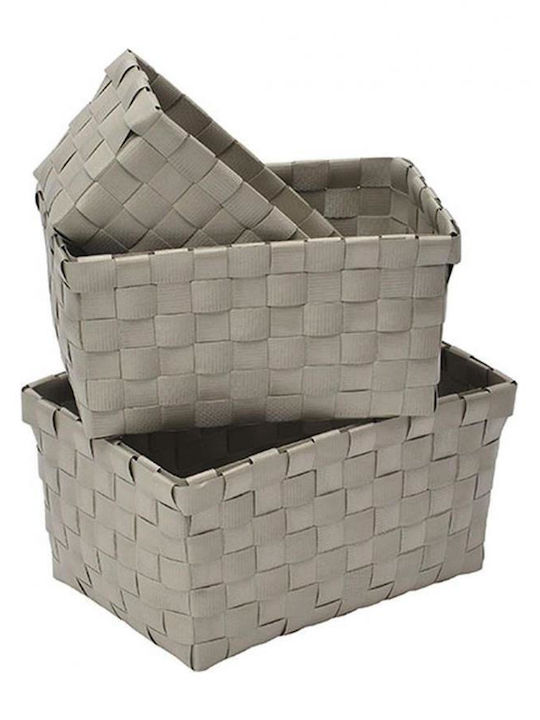 Plastic Storage Basket Beige 3pcs