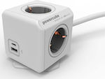 Allocacoc 4-Outlet PowerCube with USB 1.5m Gray