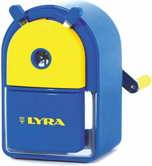 Lyra Πλαστική Ξύστρα Μπλε Βαρελάκι με Μανιβέλα