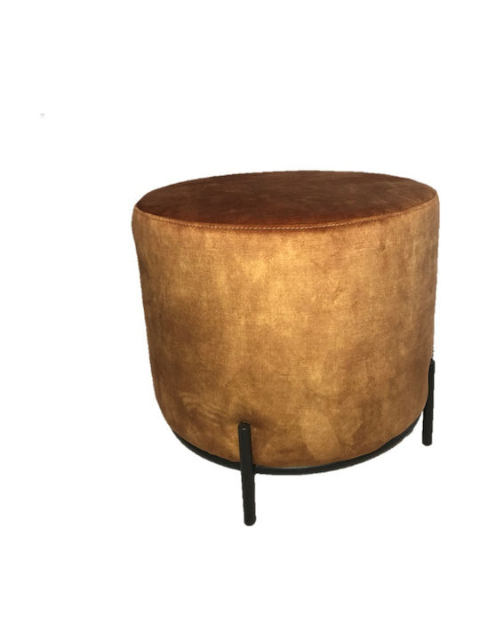 Stool For Living Room Upholstered with Velvet Orange 42x42x50cm