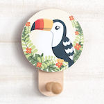 Christening Favor with Hanger Toucan made of Wood 7.6cm