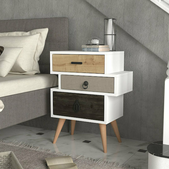 Kimolos Wooden White Natural Brown 52x30x68cm Kimolos Wooden White Natural Brown 52x30x68cm
