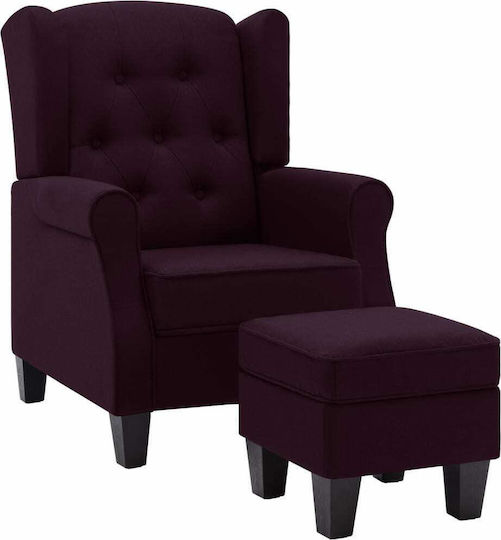 Bergère with Footstool Purple 68x78x94cm