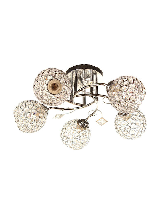 Keskor Classic Ceiling Light with Socket E27 with Crystals 56pcs Silver