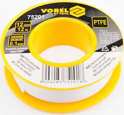 Vorel Στεγανοποιητικό Σωλήνων Ταινία Teflon 12mx12mmx0.1mm