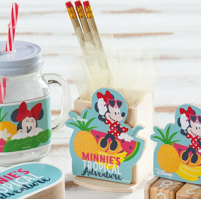 Christening Favor with Pencil Holder Minnie's Tropical Adventure made of Wood