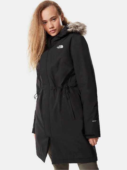 Recycled Zaneck Women's for Hiking Long Parka Jacket Waterproof and Windproof for Winter with Hood Black