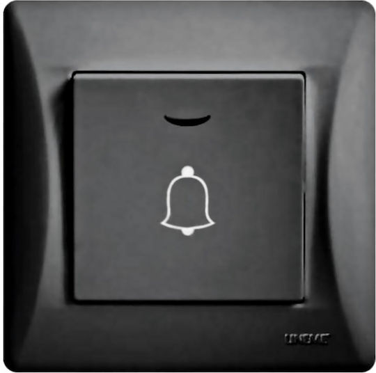 Lineme Complete Wall Push Bell Button with Frame με Λυχνία Black 50-00108-2