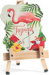 Christening Favor with Easel Flamingo made of Wood