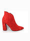 Moods Shoes 7011 Suede Women's Ankle Boots with High Heel Red