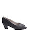 Piccadilly Anatomic Leather Peep Toe Black Medium Heels