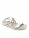 Coni Leather Women's Flat Sandals Anatomic in White Color