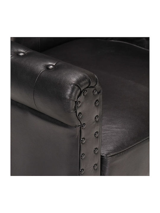 Sessel aus echtem Leder Black Velvet-Black Meta...