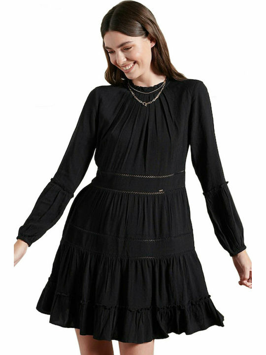 Superdry Richelle Mini All Day Φόρεμα Βαμβακερό Μαύρο