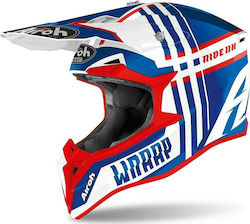 Airoh Wraap Broken Motocross Helmet 1330gr Blue/Red Gloss KR5304