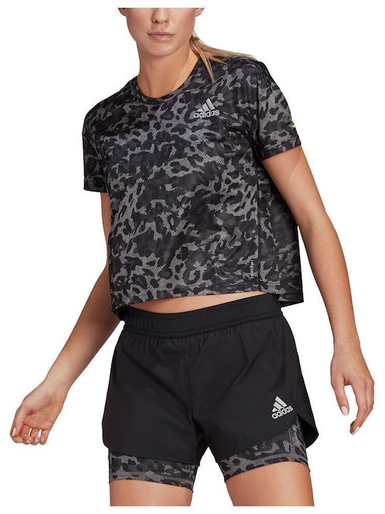 Fast Primeblue Graphic Дамска T-shirt Бързо Изсъхващи Животински Принт Сив Четири