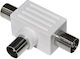 Adeleq Μετατροπέας Coaxial male σε Coaxial 2x female Λευκό 1τμχ 9-9500