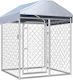 vidaXL Park Dog Outdoor Sheltered 100x100x125cm made of Metal in Silver Color 100 x 100 x 125cm