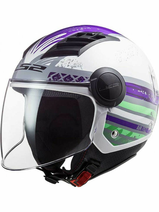 LS2 OF562 Airflow Ronnie Titanium/Violet Motorradhelm Jet ECE 22.05 950gr 30562 55 08