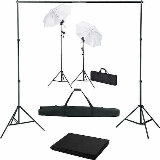 vidaXL Studio Photography Kit with Background Lamps Umbrellas Umbrella for Studio