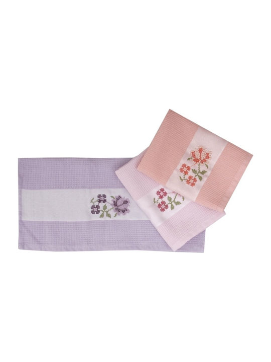 Viopros Λάουρα Tea Towel made of 100% Cotton in Pink Color 45x75cm 1pcs